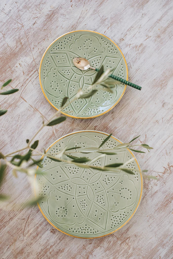 Handcrafted Green Ceramic Dinner Plate