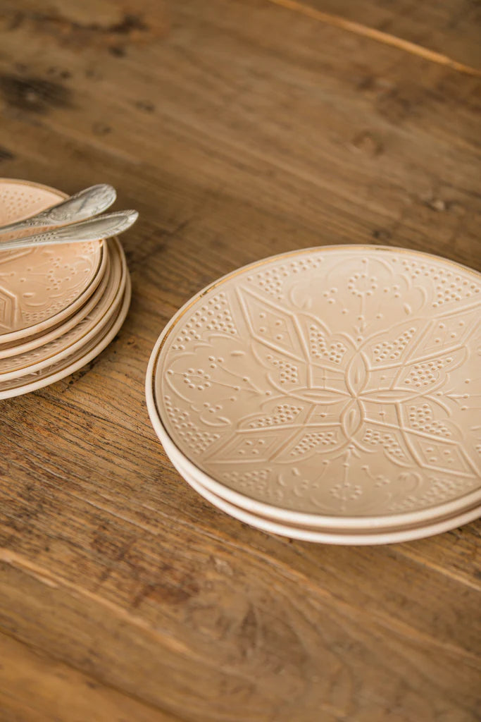 Handcrafted Beige Ceramic Dinner Plate