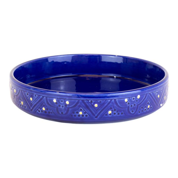 Majorelle Blue Ceramic Dish – Hand-painted Moroccan Dish in vibrant blue