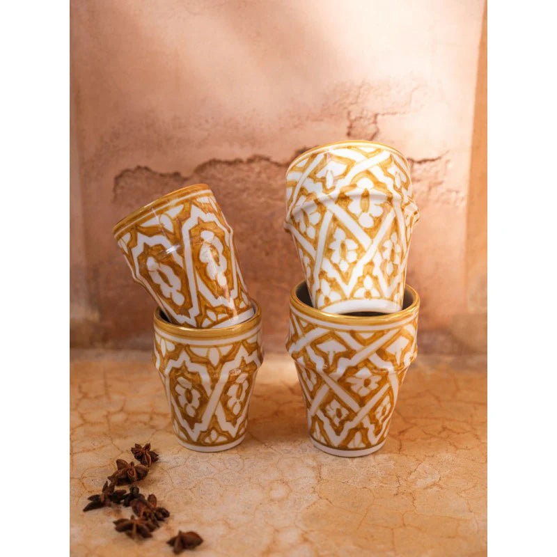 Moroccan Ceramic Tumbler – Hand-Painted with Gold Rim