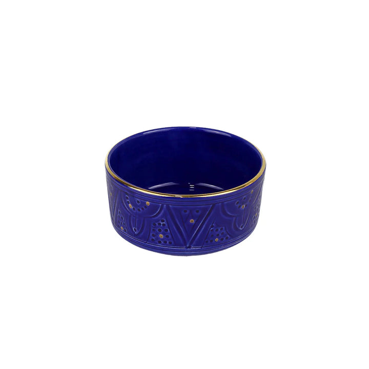 Engraved Artistry Straight Blue Color Bowl Moroccan Design