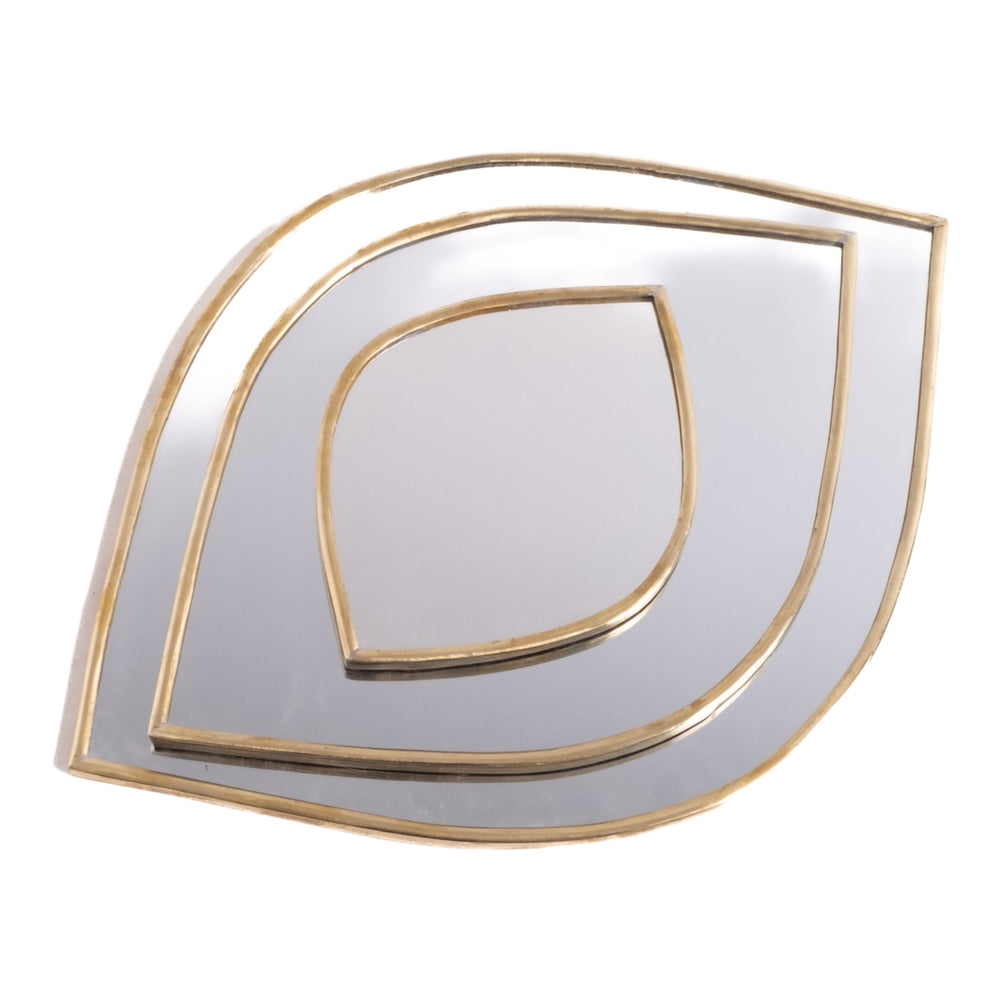 Handmade Moroccan Eye-Shaped Layered Mirror Set - Modern Gold and Silver Wall Décor