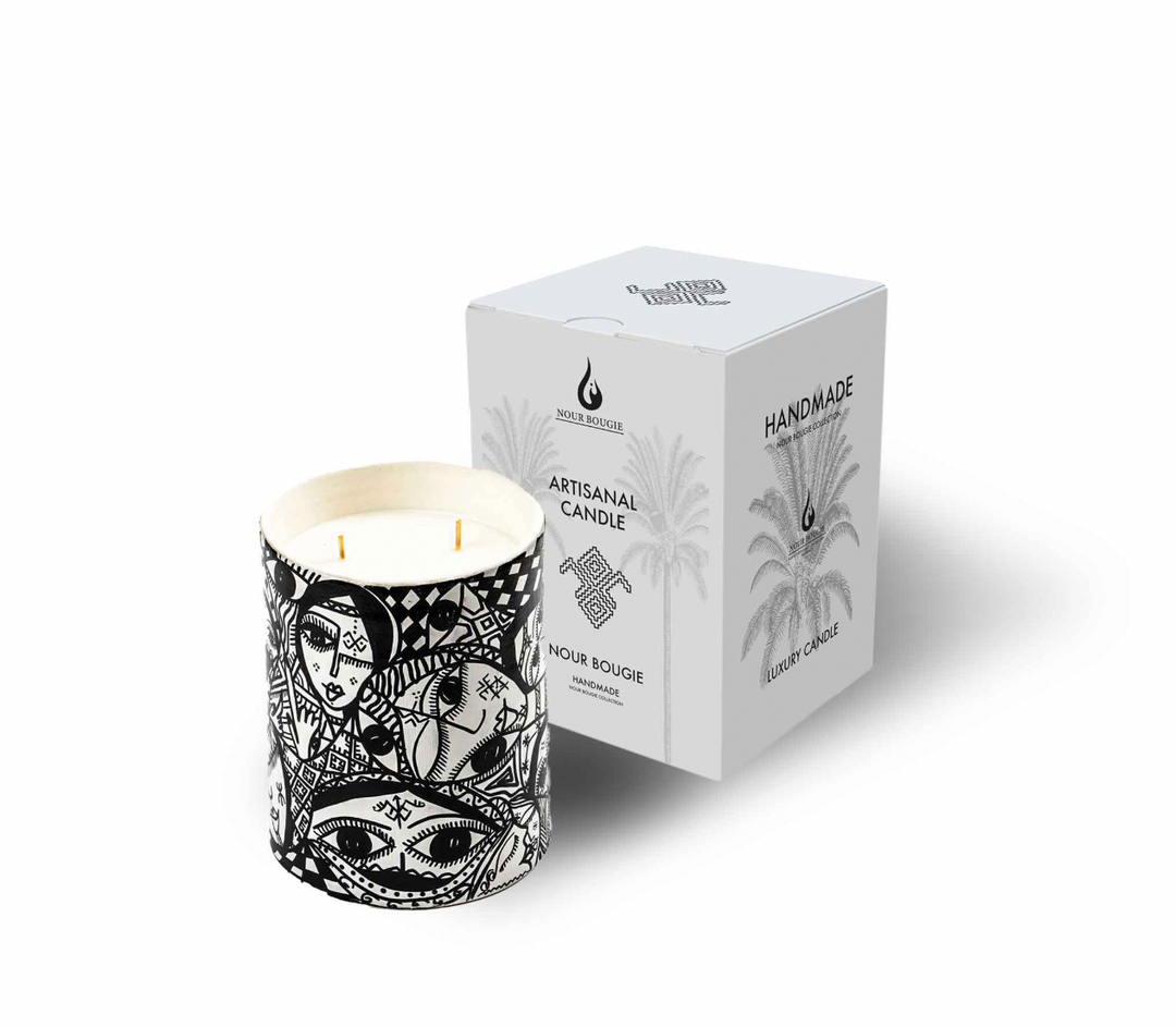 Black & White Moroccan Scented Candle – Berber Design