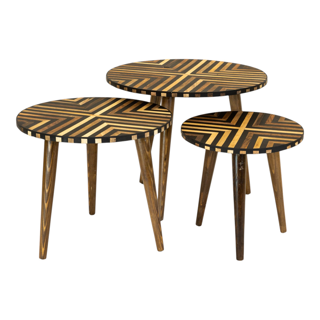 Black & Wood - Harmony Nesting Coffee Tables (3 Piece Set)