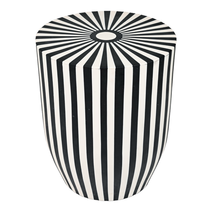 Black and White Striped Ceramic Table – Modern accent table with bold striped pattern, perfect for contemporary decor