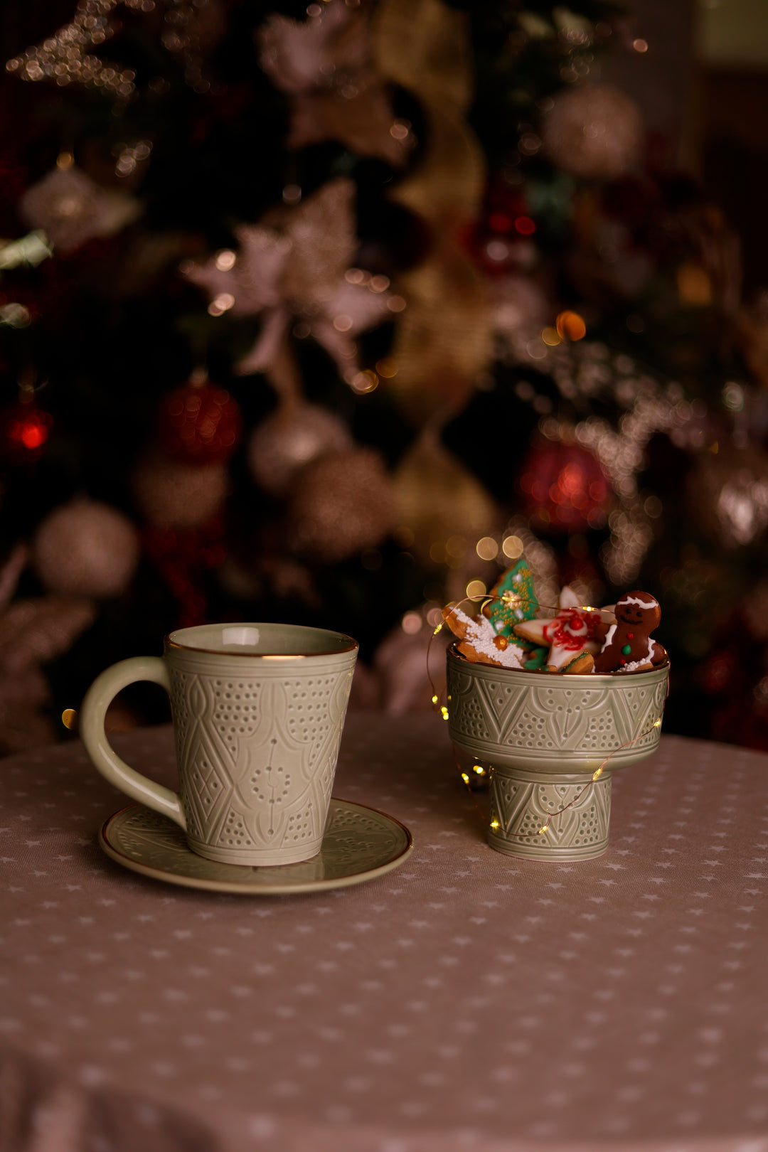 Handmade Moroccan Ceramic Mug – Embossed Coffee Mug with Gold Rim
