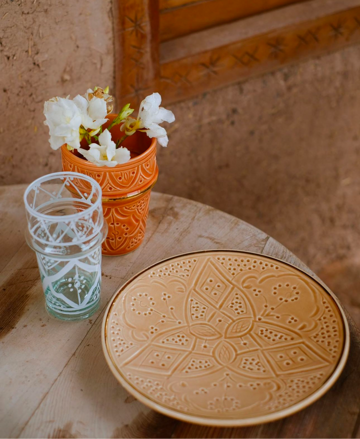 Handcrafted Beige Ceramic Dinner Plate