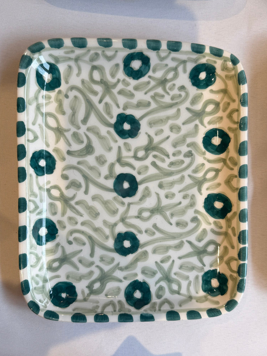 Moroccan Floral Ceramic Rectangular Tray