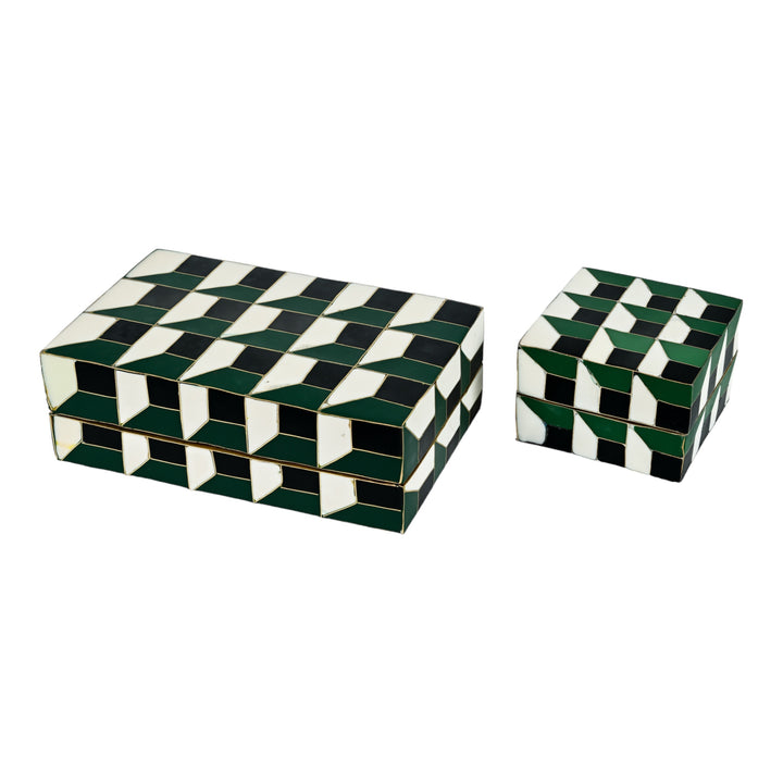 Handcrafted Moroccan Inlay Box Duo with Moorish Design