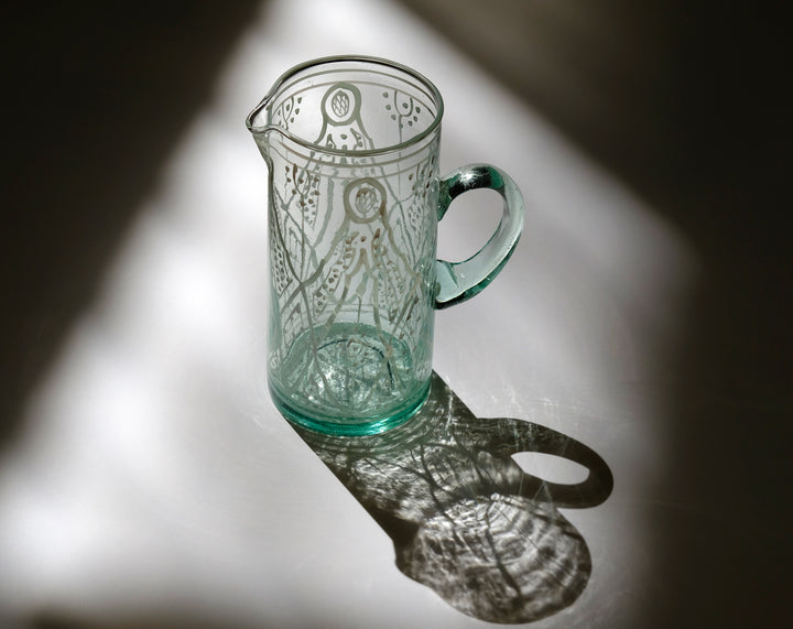 Hand Blown Moroccan Glass Pitcher Zwak