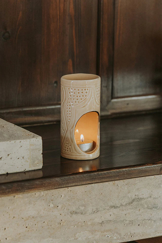 Handmade Moroccan Beige Ceramic Scented Oil Burner