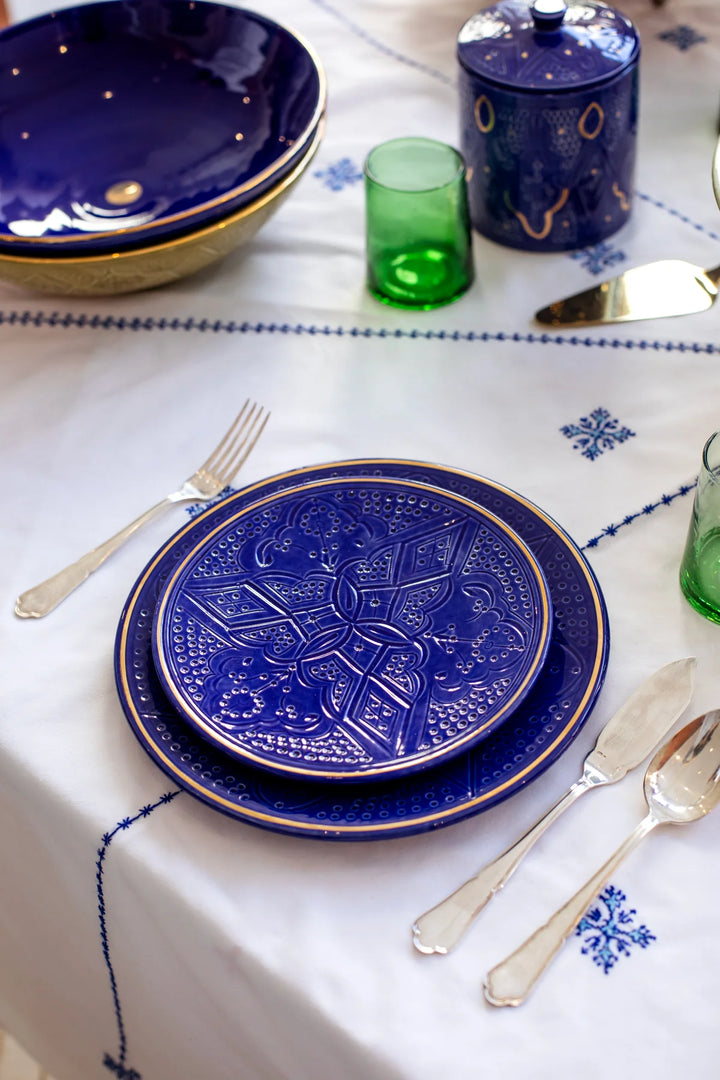 Majorelle Blue Ceramic Dinner Plate | Handmade Moroccan Design