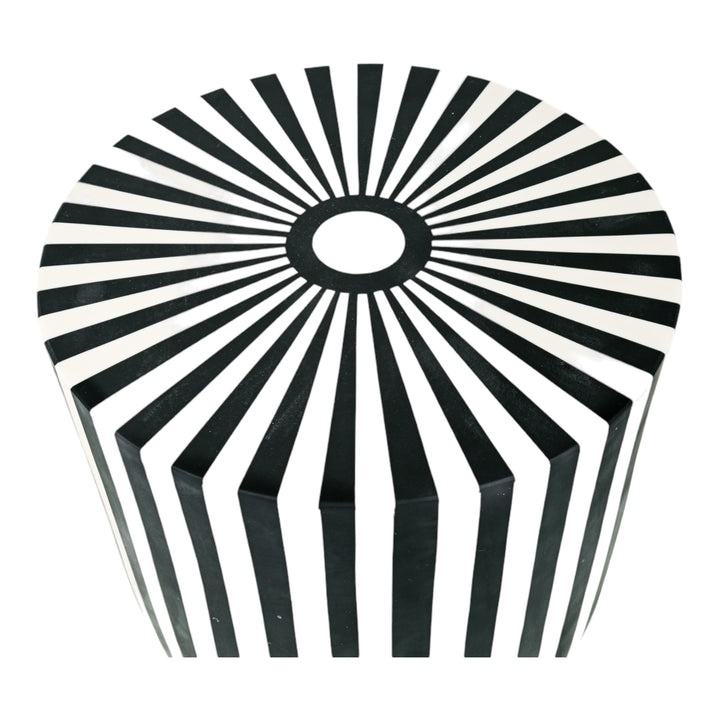 Bold Black & White Striped Ceramic Table