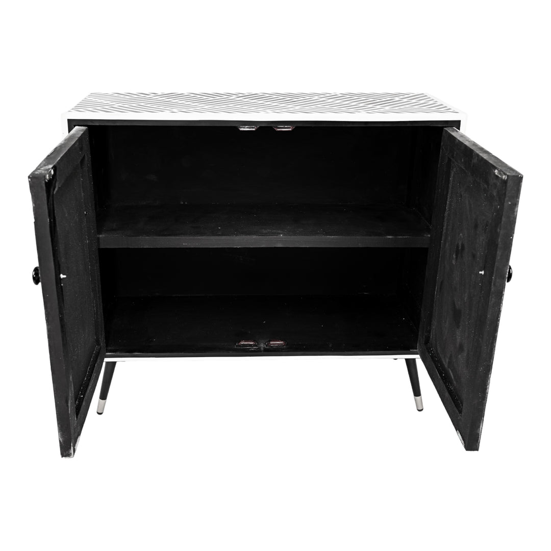 Black & White Striped Inlay Cabinet