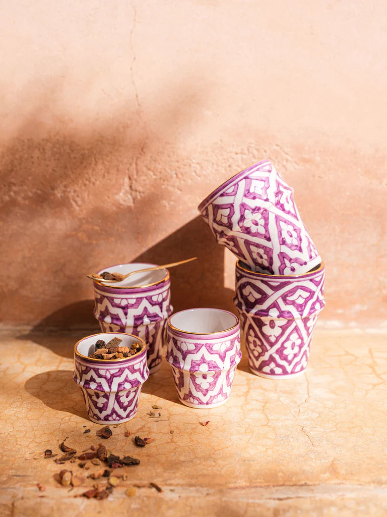 Set of 2 Handmade Moroccan Ceramic Fassia Espresso Cups