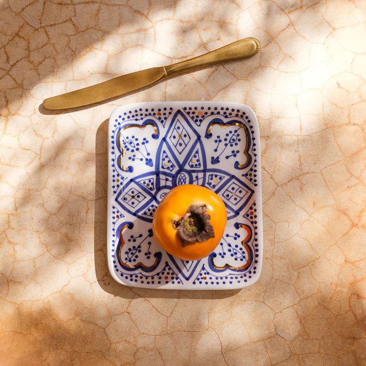 Moroccan Zwak Ceramic Tray With 12k Gold Details