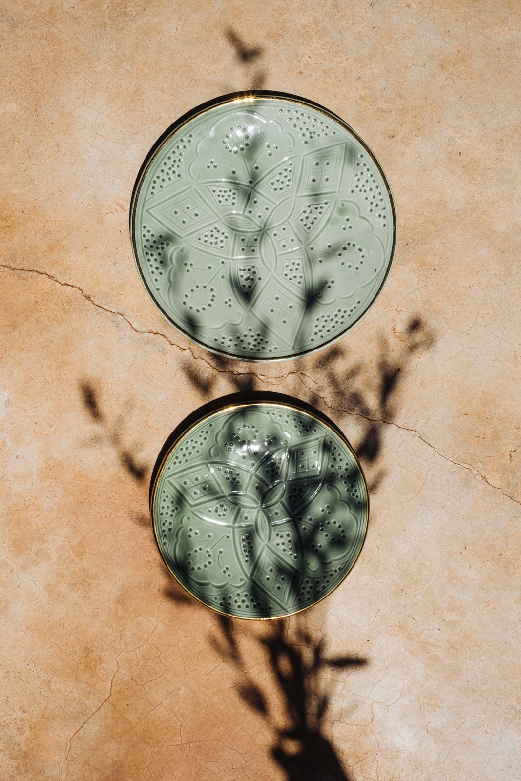 Ceramic Green Dinner Plate with Pattern
