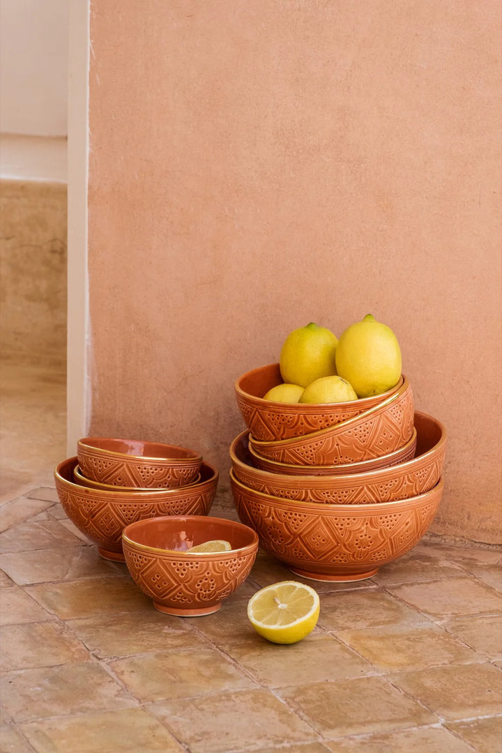 Handmade Moroccan Ceramic Salad Bowl - Terracotta, Terracotta Moroccan Salad Bowl, Traditional Serveware