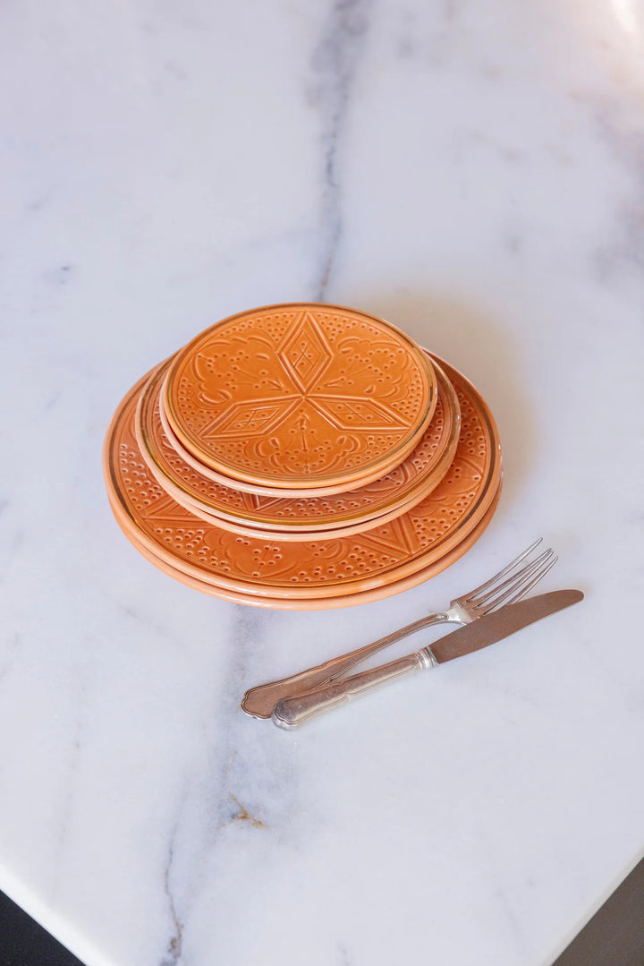 Handmade Moroccan Ceramic Plate – Orange Dinner Plate or Dessert Dish