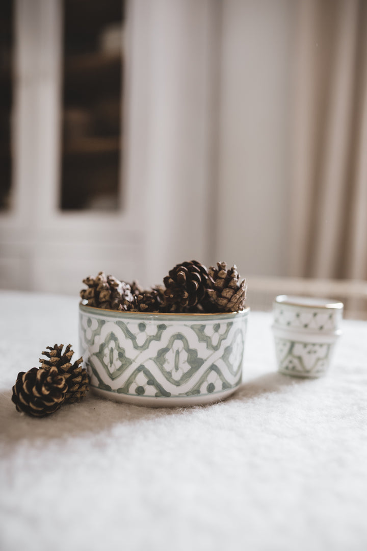 Handmade Moroccan Ceramic Small Bowl Green Pattern