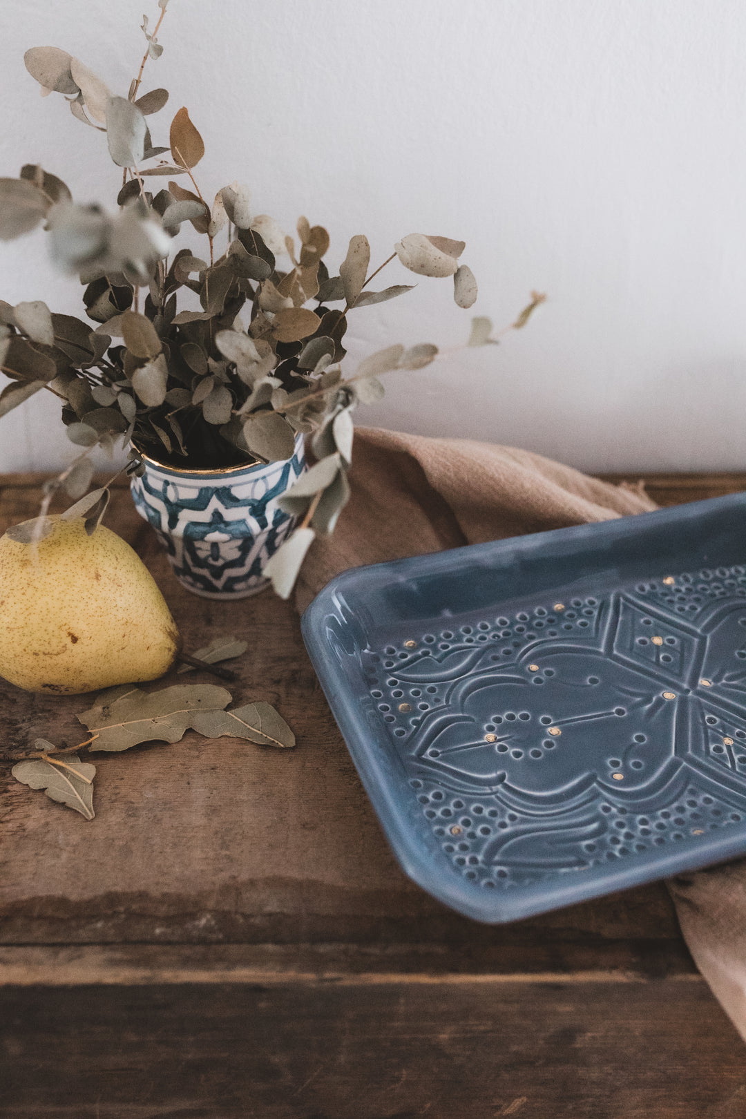 Moroccan Ceramic Tray – Handmade Engraved Serving Tray