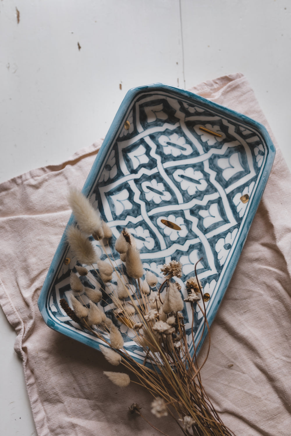 Moroccan Ceramic Serving Tray with Pattern, Unique Serving Platter, Artistic Ceramic Tableware