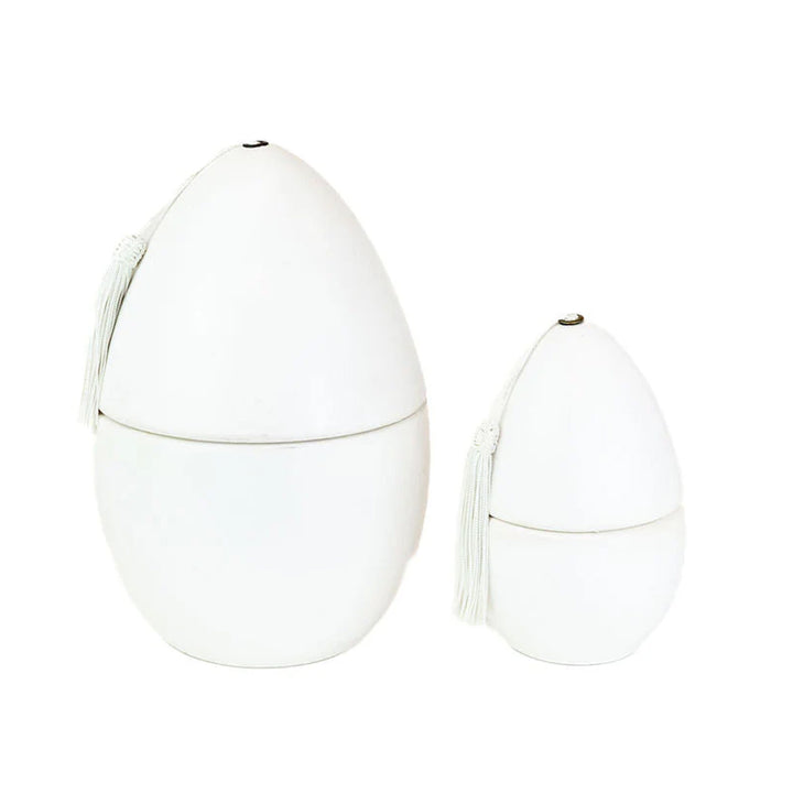 Egg-shaped white scented candle, handmade in Morocco