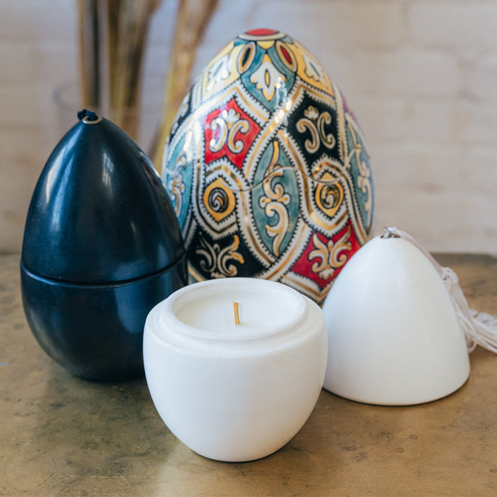 Red Moroccan Egg-Shaped Candle