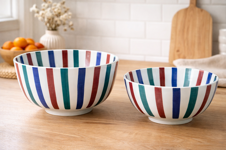 Colorful Striped Moroccan Salad Bowl