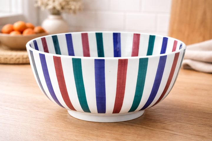 Colorful Striped Moroccan Salad Bowl