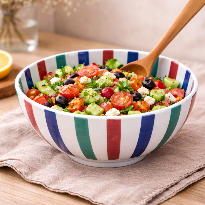 Colorful Striped Moroccan Salad Bowl