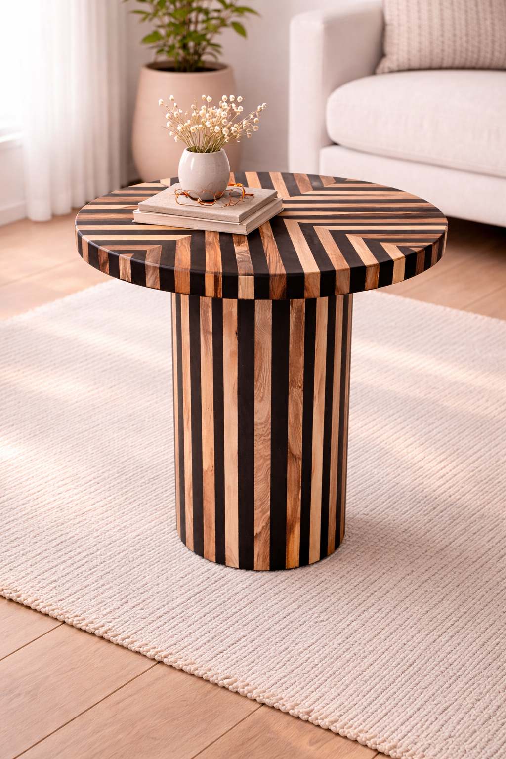 Striped Walnut & Resin Coffee Table