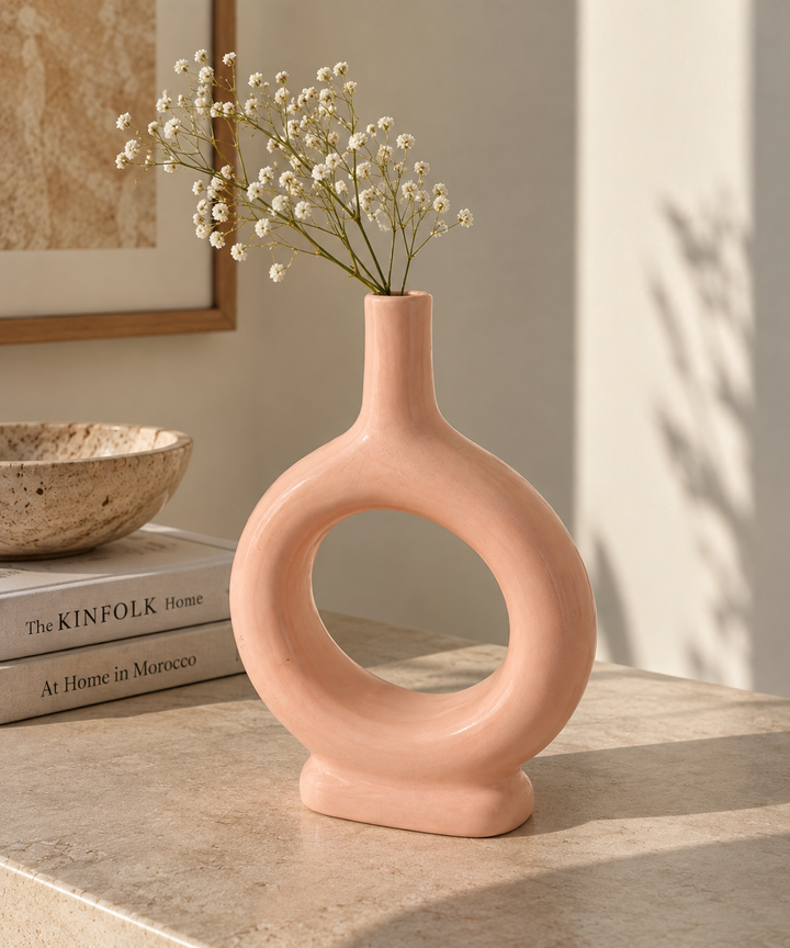 Ring Ceramic Vase — Pink