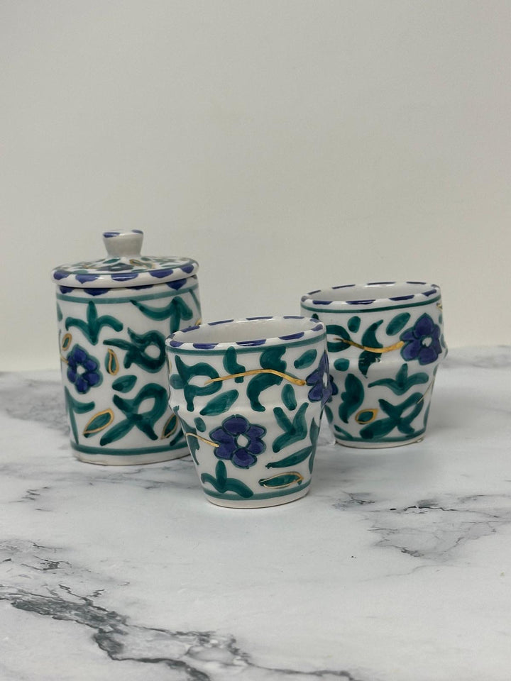 Handmade Ceramic Coffee Set – Tray, Two Cups & Canister