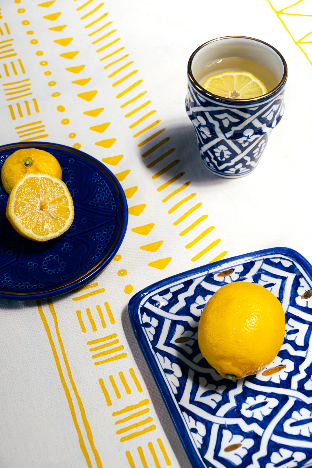 Small Moroccan Ceramic Tray with Majorelle Blue Design, Perfect for Serveware or Trinket Dish