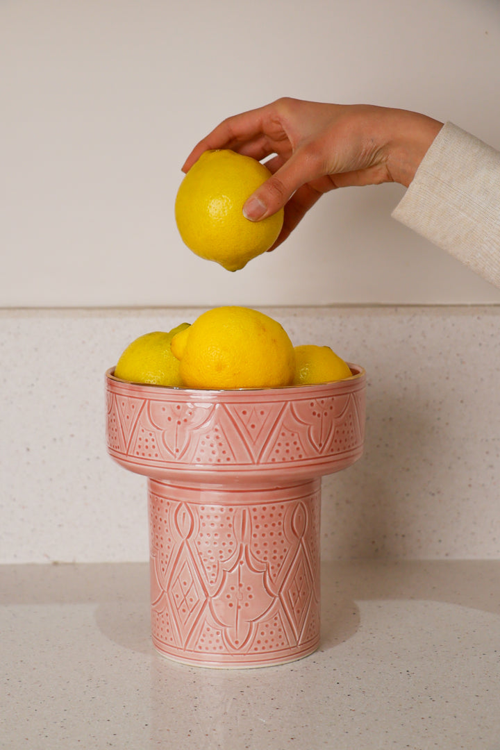 Moroccan Ceramic Footed Fruit Bowl