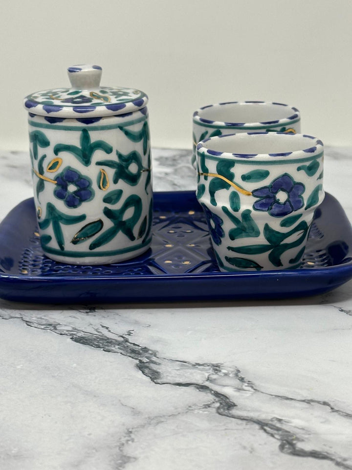Handmade Ceramic Coffee Set – Tray, Two Cups & Canister