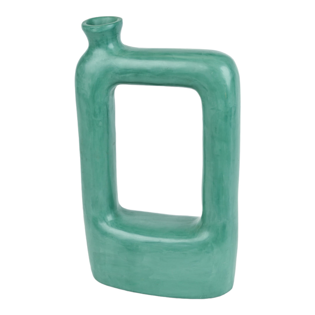 Modern Open-Frame Green Ceramic Vase