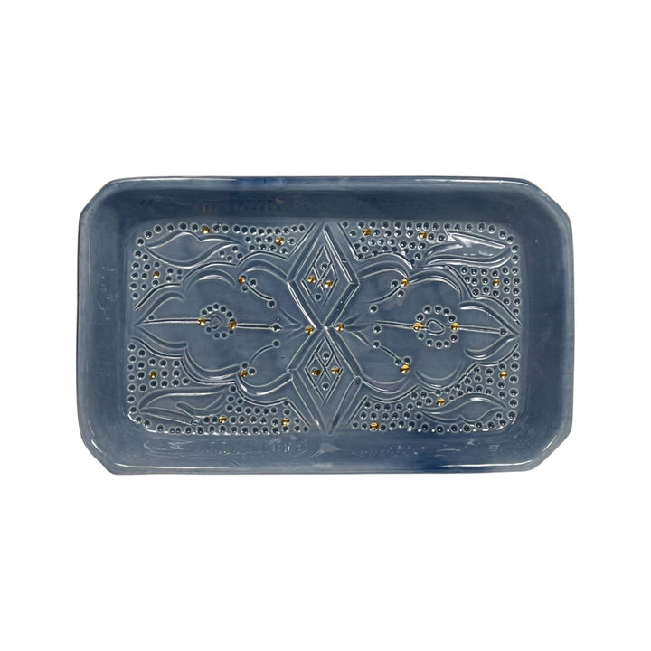 Moroccan Ceramic Tray – Handmade Engraved Serving Tray