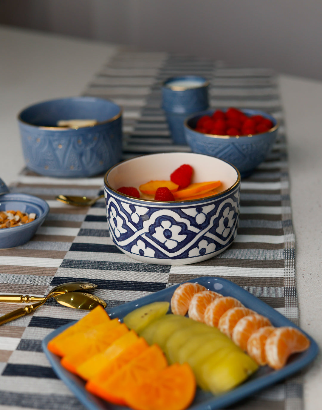 Blue Moroccan Ceramic Tray – Decorative Serving Dish