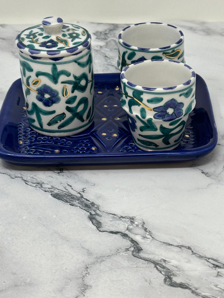Handmade Ceramic Coffee Set – Tray, Two Cups & Canister