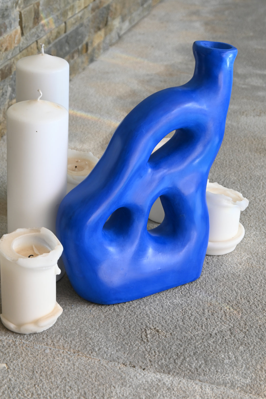 Bold Abstract Ceramic Sculpture – Blue or Re