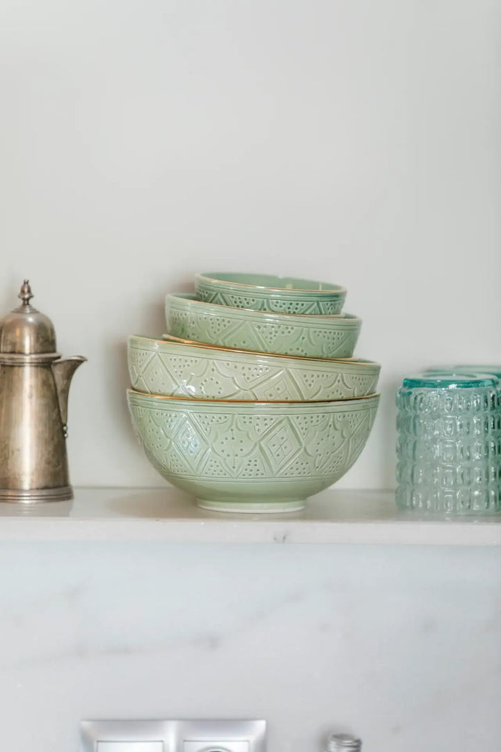 Green Round Ceramic Serving Bowl