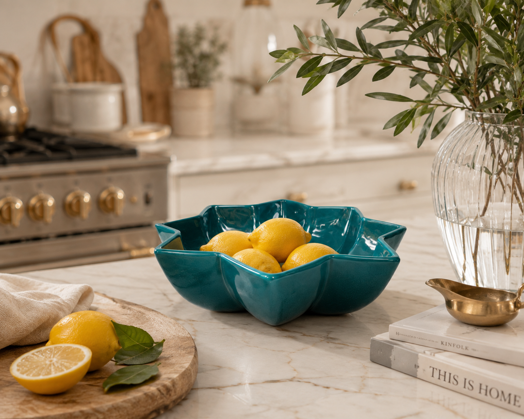 Star-shaped ceramic serving bowl