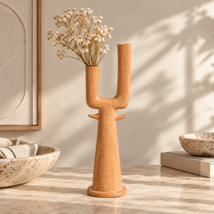 Dual Branch Ceramic Vase