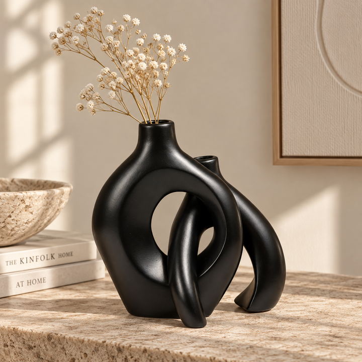 Loop Ceramic Vase — Black or Navy