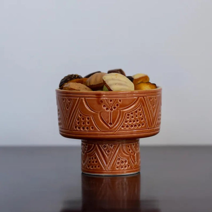 Moroccan Embossed Mini Footed Bowl