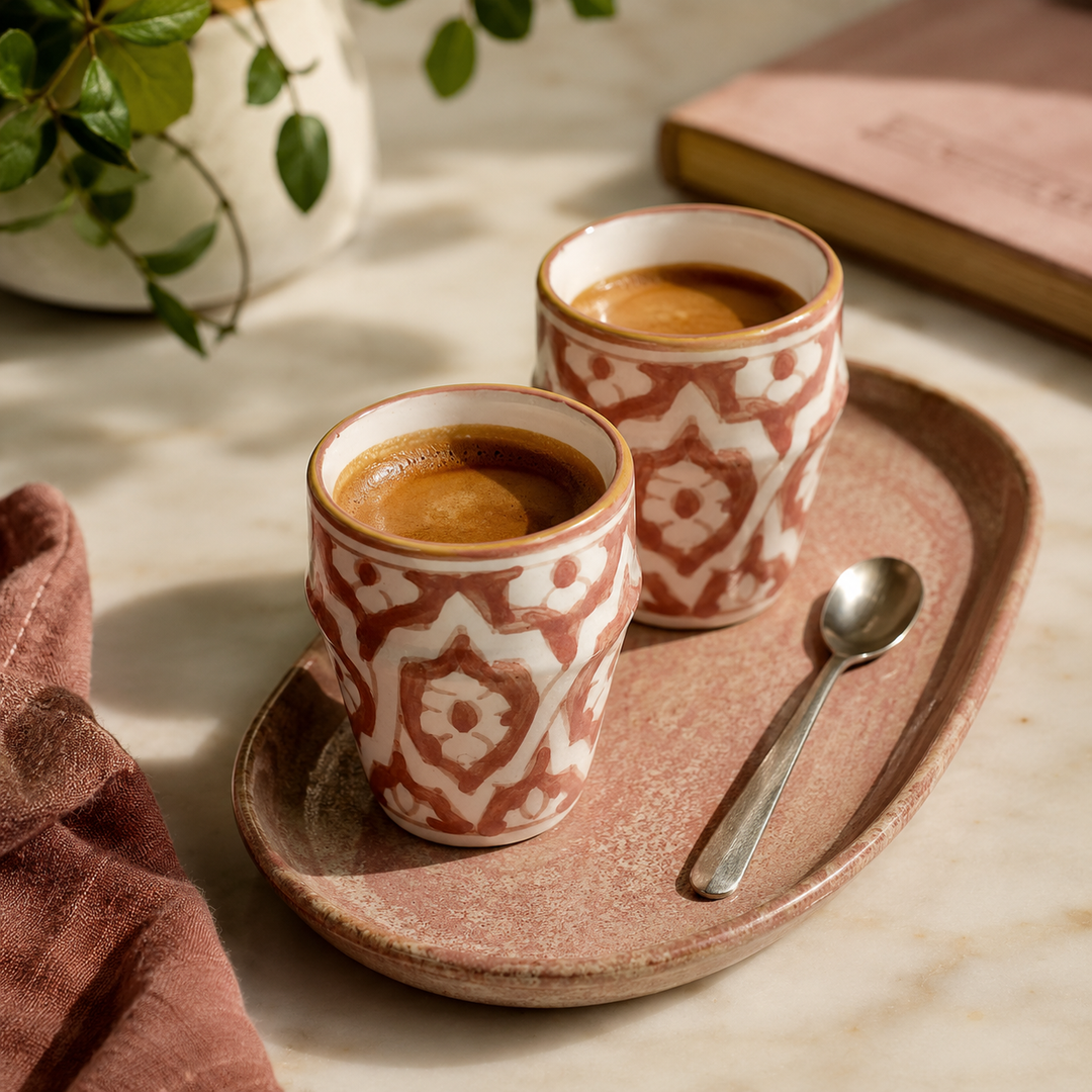 Pink & White Espresso Cup Set of 2