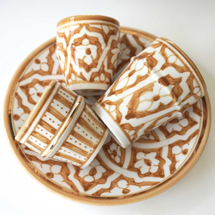 Moroccan Ceramic Tumbler – Hand-Painted with Gold Rim