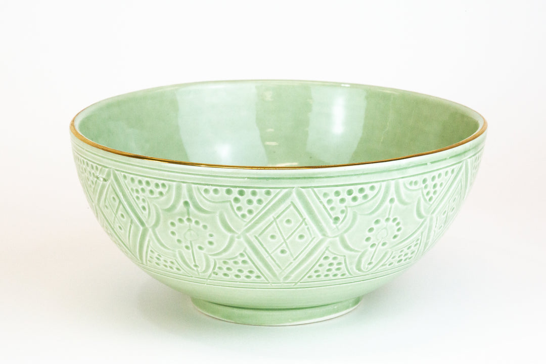 Handcrafted Green Ceramic Salad Bowl